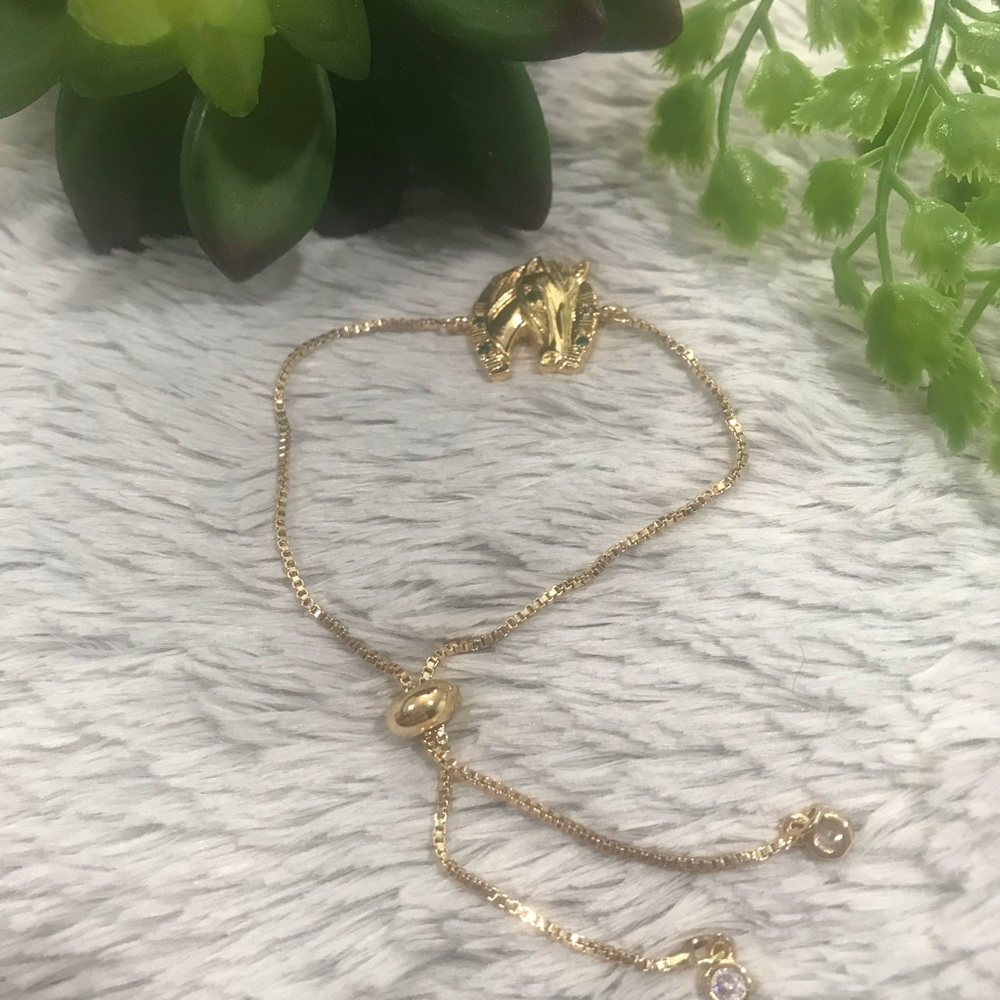 Handmade jewelry Gold Plated Horse Charm bracelet